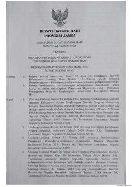 PERBUB No. 24 tahun 2020 Tentang Pedoman Penyusutan Arsip Di Lingkungan Pemerintah Kabupaten Bata...